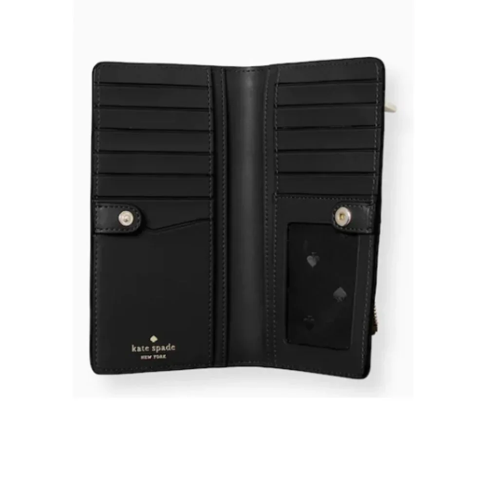 NWT KATE SPADE BLACK BAILEY LARGE SLIM BIFOLD WALLET
